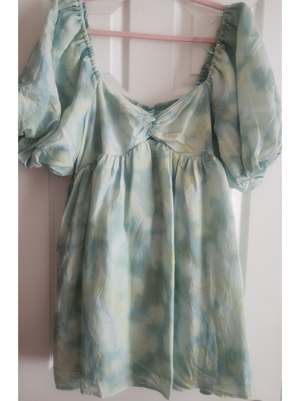 Tie-dye Blue Green Cloud Mini Dress
